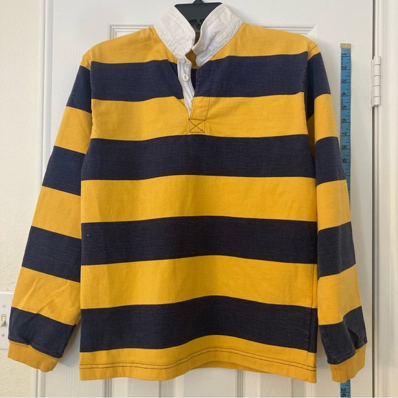 Yellow Blue Rugby Striped Full Sleeve Collar Tshirt Urbanup Pipeline Youth Large - Picture 1 of 9